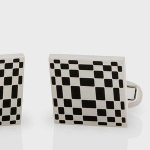 PAUL SMITH London CUFFLINKS Branded SQUARE Black